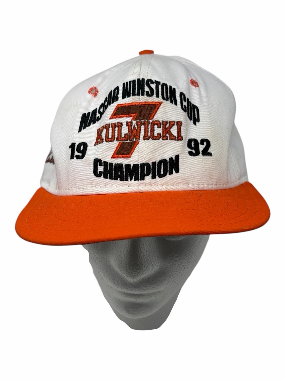 Kulwicki Winston 1992 AJD Snapback Hat L Vtg Made in USA Vintage NASCAR #7